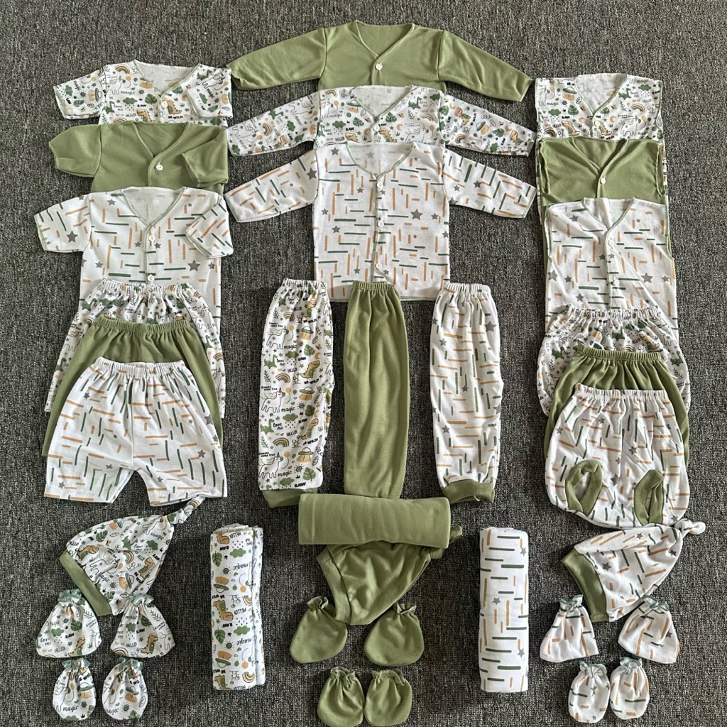 Paket Hemat 30 Pcs Baju Bayi Baru Lahir Lengkap seri hijau sage baju bayi laki laki baju bayi peremp