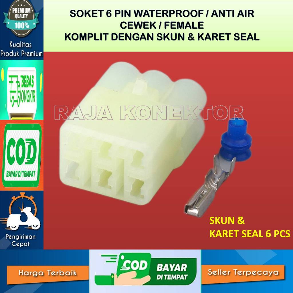 SOKET 6 PIN CEWE  DLC KAWASAKI SUZUKI KTM GSX –SOKET 6 PIN  DLC RESET -SOKET DLC SHORT TAHAN PANAS