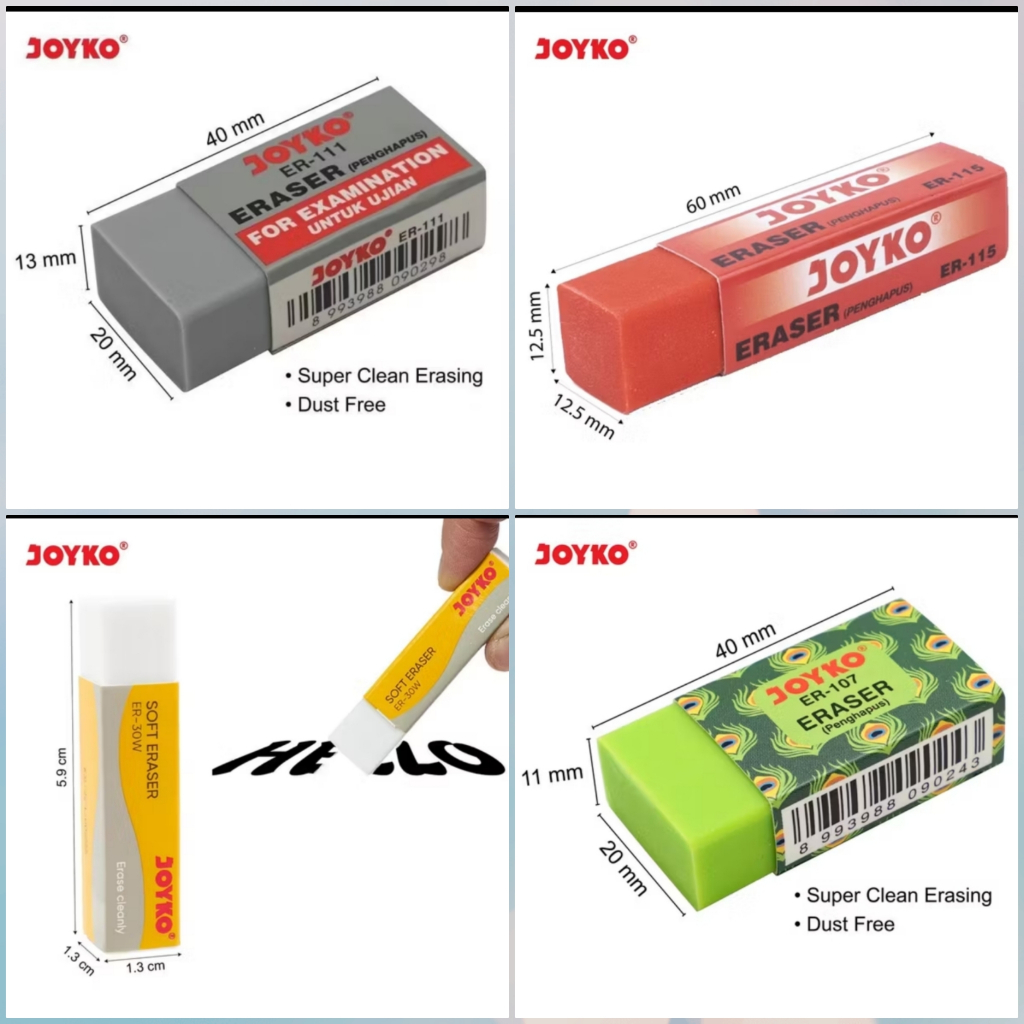 

Joyko Penghapus 1 Pcs Eraser ER 107 - ER 115 - ER 30W - ER 111