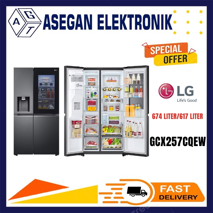 KULKAS LG GCX257CQEW KULKAS LG SIDE BY SIDE INVERTER TOK TOK GC-X257CQEW 257CQEW INSTAVIEW TOK TOK I