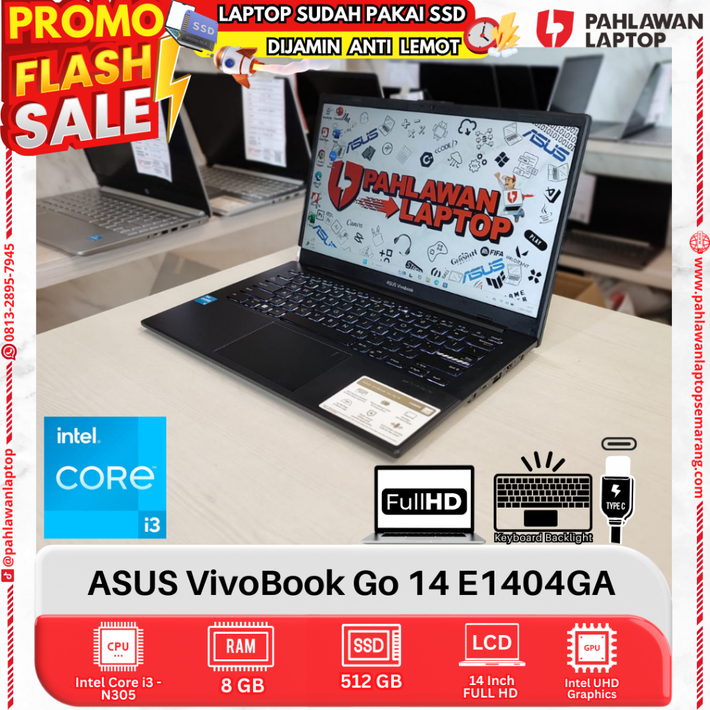 ASUS VivoBook Go 14 E1404GA Core i3 N305 RAM 8GB SSD 512GB GARANSI RESMI