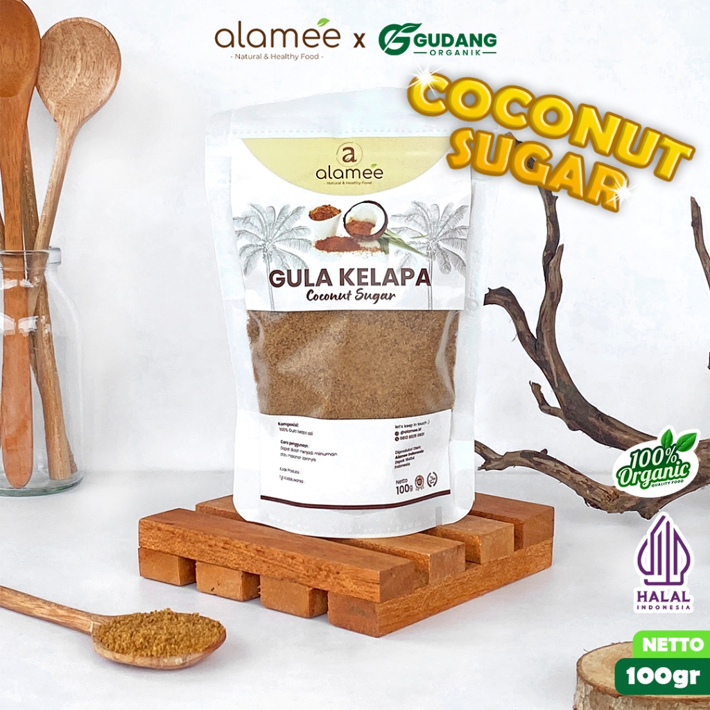 

ALAMEE Gula Kelapa Organik Coconut Sugar Pure Organic Premium Bubuk Asli Alami 100G