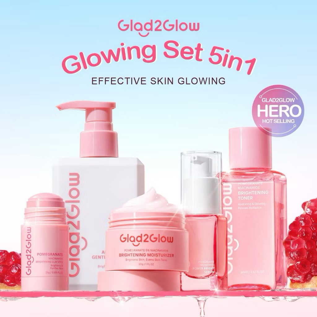 G2G GLAD2GLOW SERIES PINK BRIGHTENING POMEGRANATE FACIALWASH | MOISTURIZER | SERUM | TONER | MICELLA