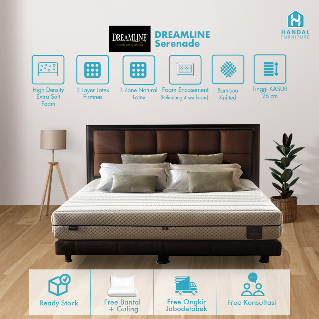 Kasur Springbed Dreamline Serenade 100x200, 120x200, 160x200, 180x200, 200x200 Pocket Latex Anti Bak