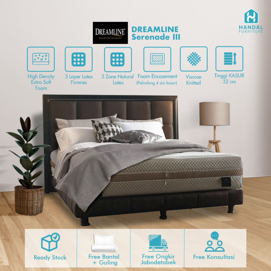 Kasur Latex Dreamline Serenade III 100x200, 120x200,160x200,180x200,200x200 Double Zipper/Resleting 