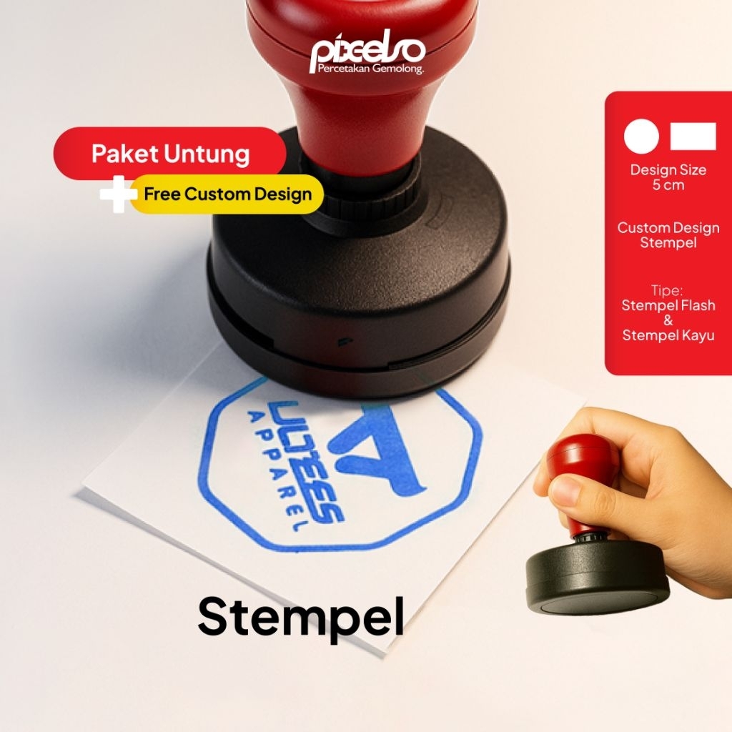 

Stempel Kayu/Flash Custom Nama/Logo/Usaha By Cetak Pixelso