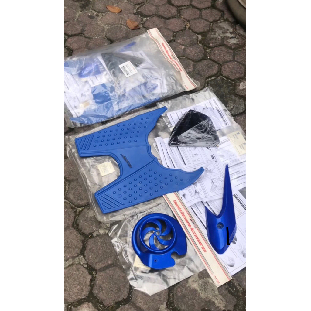 aksesoris accesoris beat karbu biru original ahm indonesia
