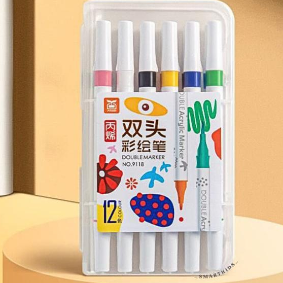 

Dual Side Spidol Akrilik Market Warna Cepat Kering Tahan Air Dua Sisi Pen Acrylic Double Paint Menggambar Kreativitas Seni Edukasi Anak