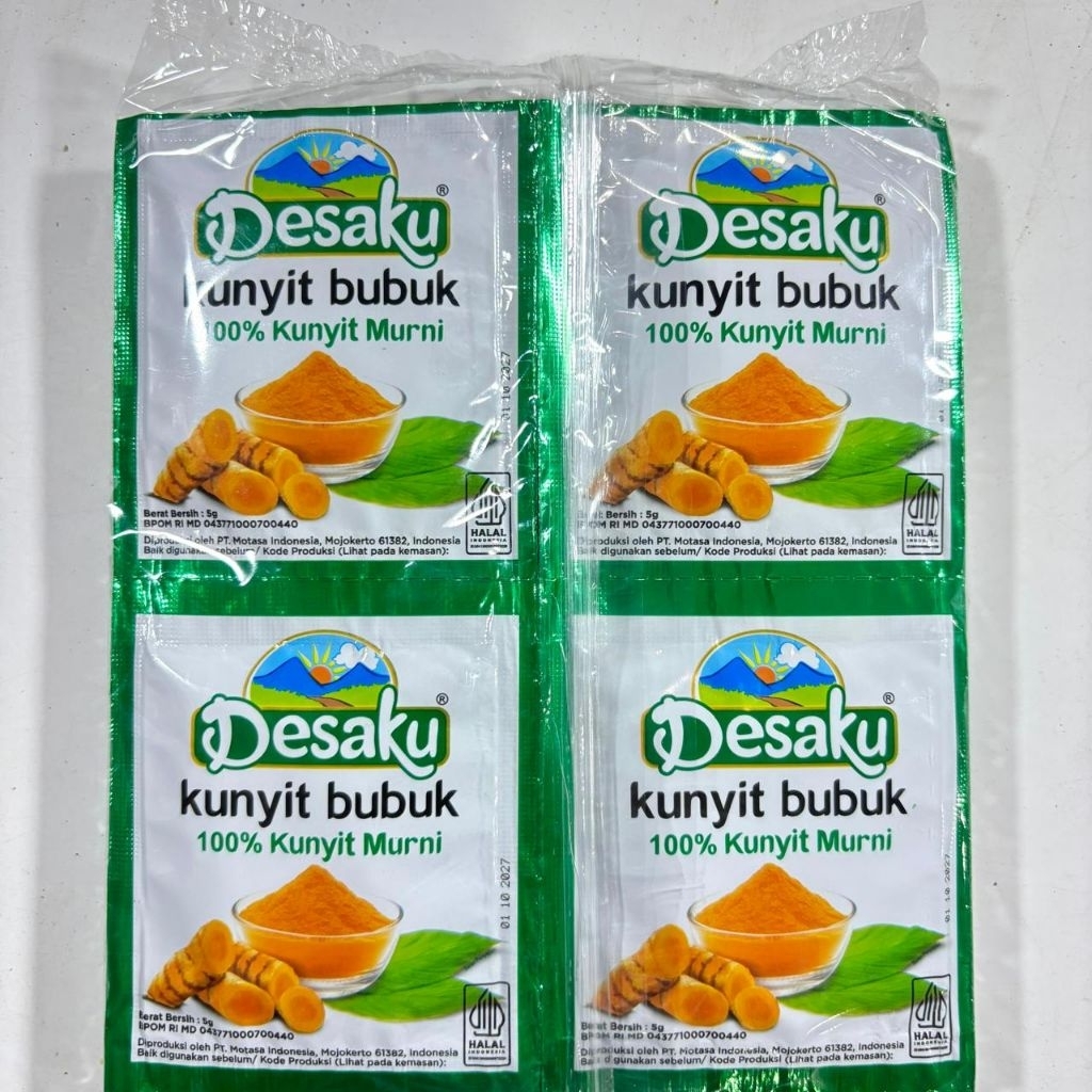 

12 pcs Desaku Kunyit Bubuk Murni 1 Renceng Rempah Alami Kediri Jawa Timur