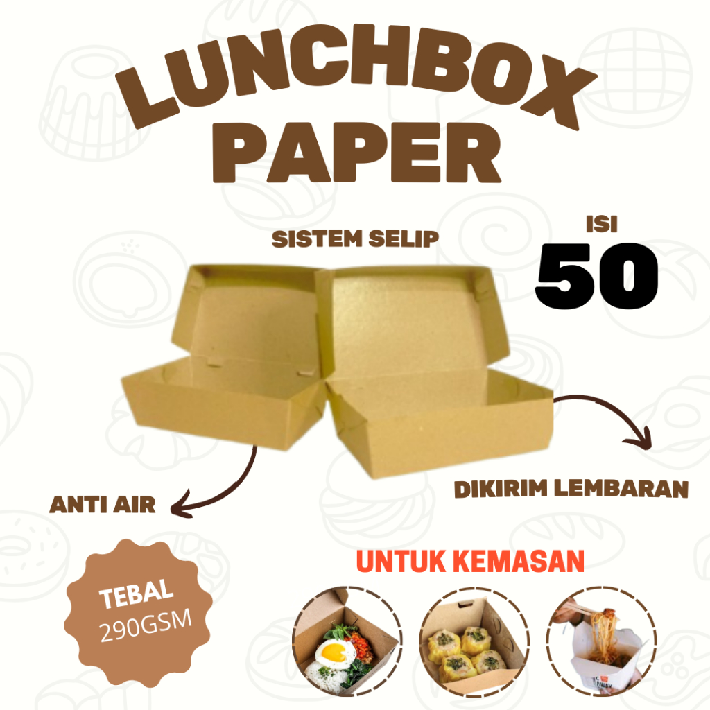 Paper Lunch Box Kraft Laminasi Lunch Box Kertas Ukuran Small Medium Large Paper Lunch Box Laminasi
