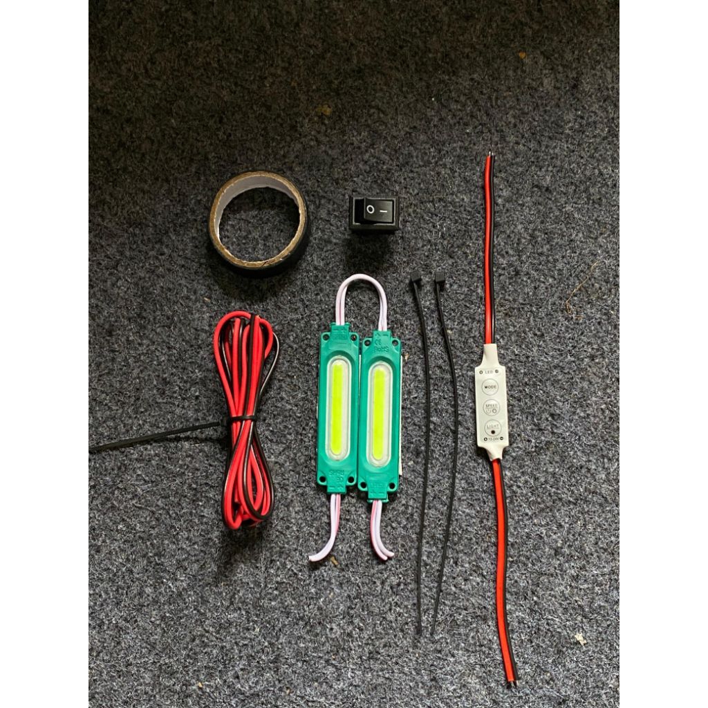 PAKET LENGKAP LAMPU KOLONG +MODUL+SAKLAR+ KEDIP pesawat led 12 volt