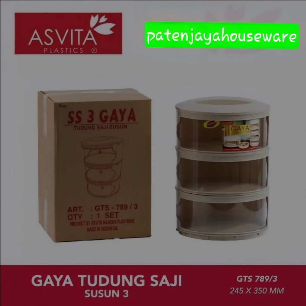 tudung saji susun 3 dan 5 asvita gaya abu abu plastik