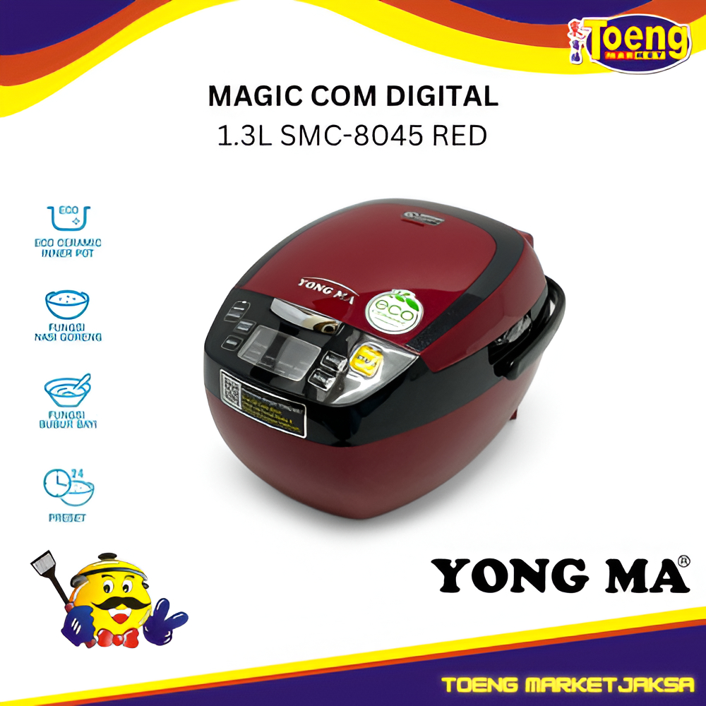 Magic Com Yongma - Penanak Nasi Digital - MAGIC COM DIGITAL 1.3L SMC-8045 RED YONGMA