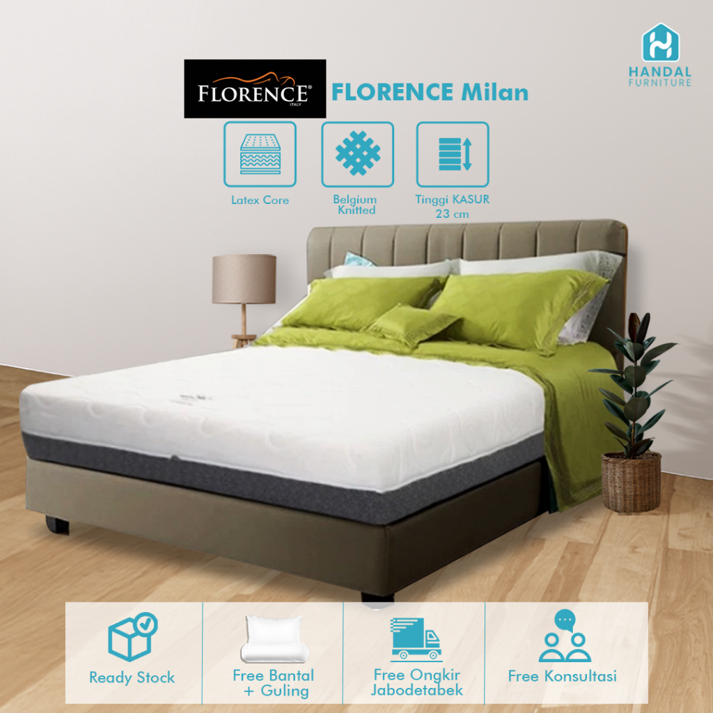 Kasur Full Latex Florence Milan 100x200, 120x200, 160x200, 180x200, 200x200 Firm Keras 23cm Original