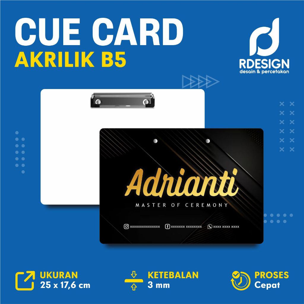 

UKURAN B5 CUE CARD MC AKRILIK TEBAL 3MM , MASTER OF CEREMONY UKURAN B5 (25 X 17.6 CM) BESAR