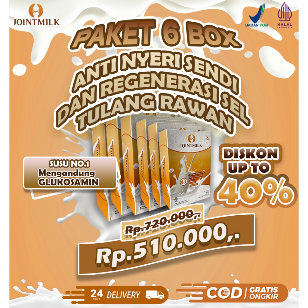 

JOINTMILK 6 BOX - Susu mengatasi sel tulang rawan dan Nyeri Sendi No.1 glukosamin&kolagen