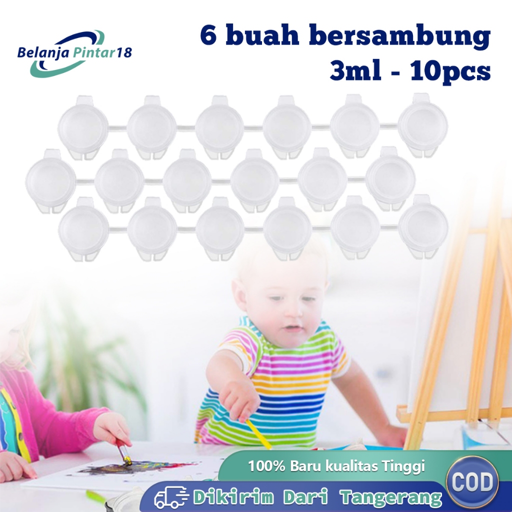 

10pcs Pot Cat Plastik Renteng 6x3ml Tabung Tempat Cat Acrylic Akrilik Paint Cup Strip