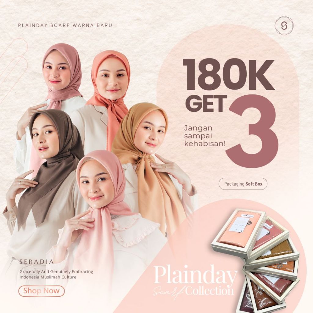 Seradia Hijab - Segi Empat Polos Plainday Scarf 2