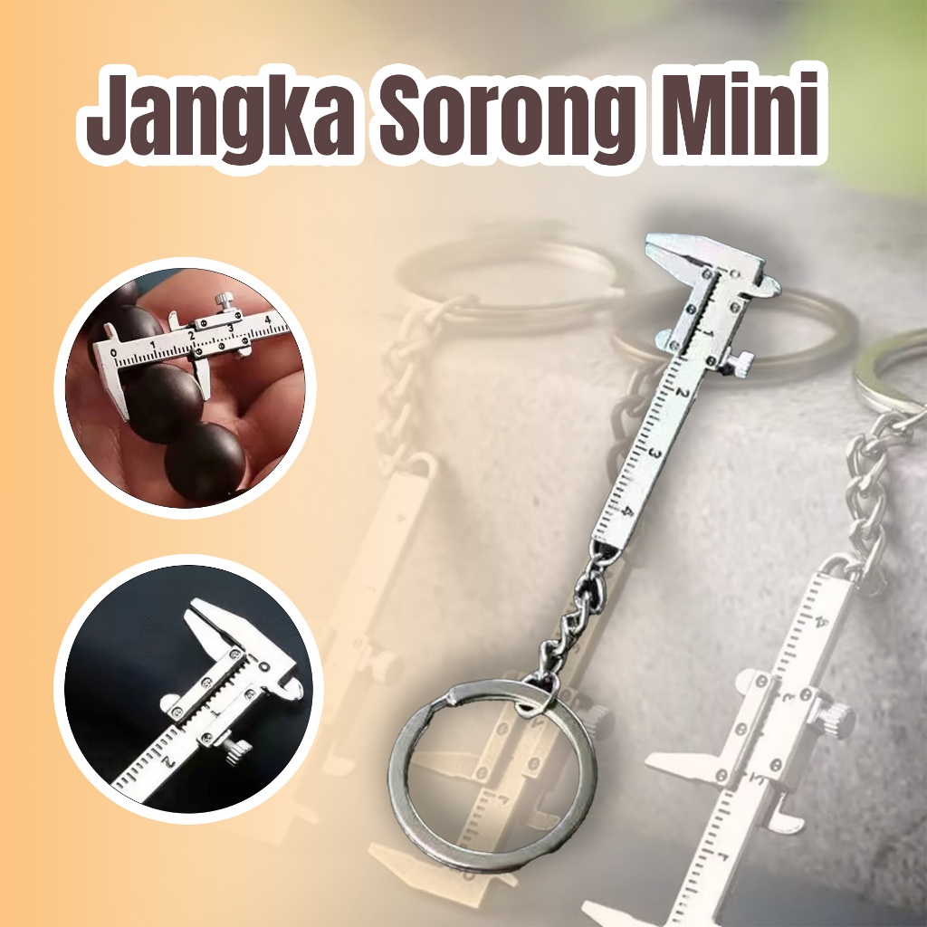 

Mini kecil praktis jangka sorong gantungan kunci liontin alat ukur gantungan kunci paduan seng alat portabel