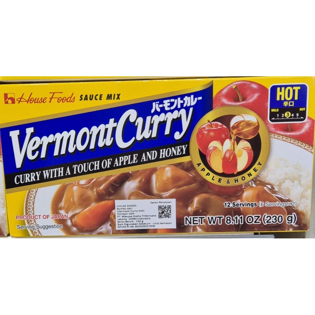 

Bumbu Kari Pedas HOUSE FOODS Vermont Curry Hot 230g - HK