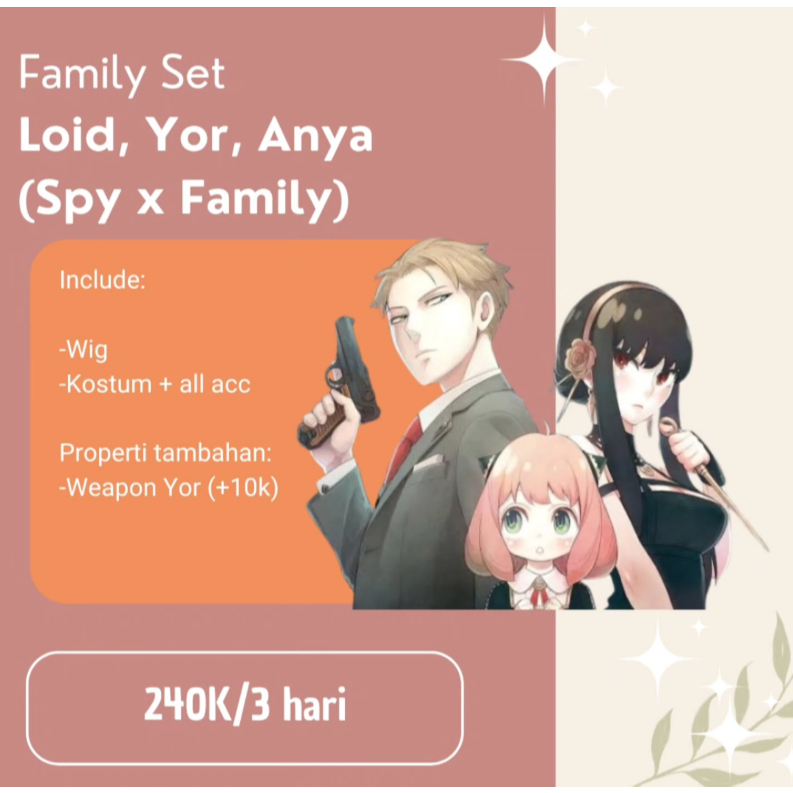 Rental Cosplay Family Set Loid, Yor, Anya (Spy x Family) HazukiRen Rentcos
