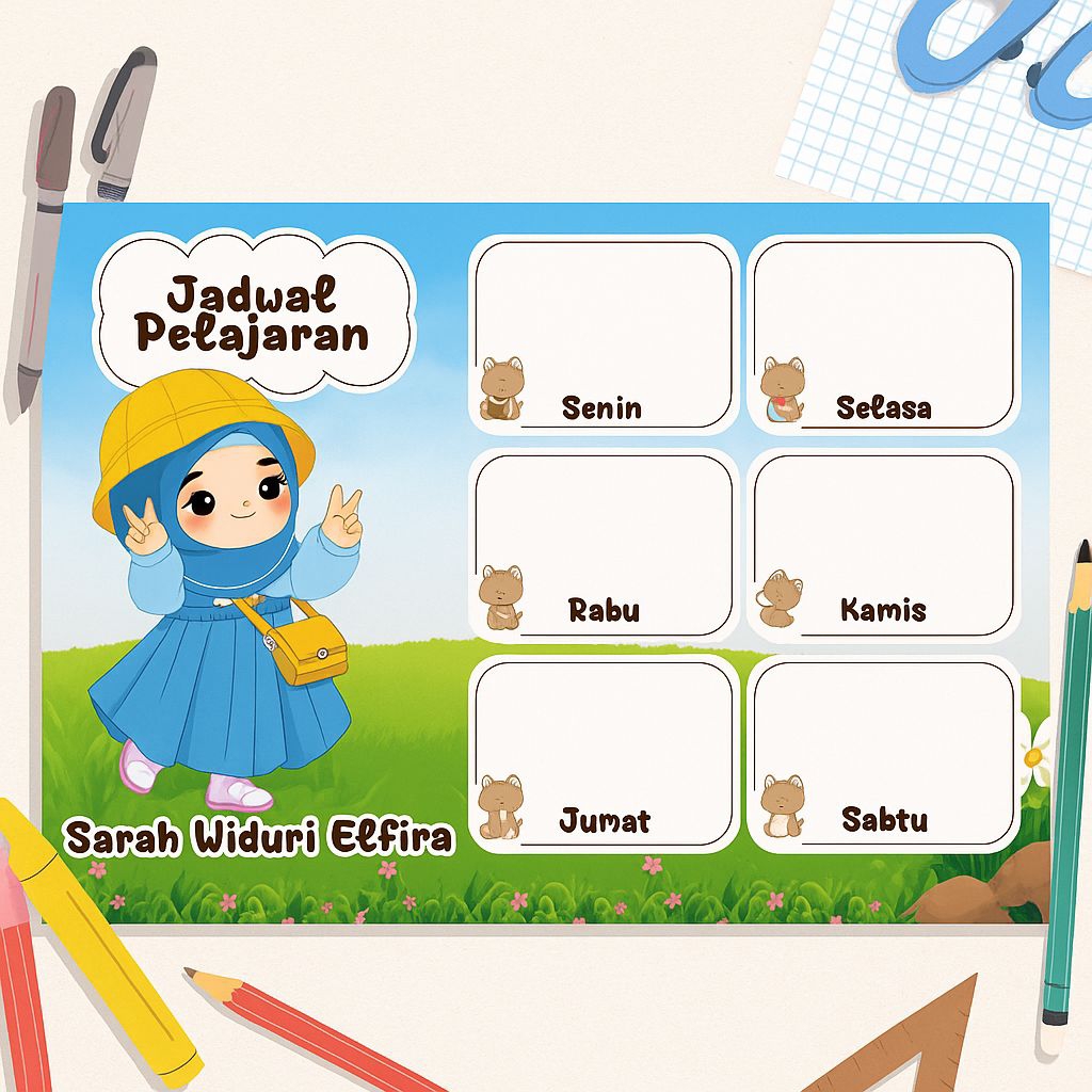 

POSTER JADWAL PELAJARAN COSTUM NAMA