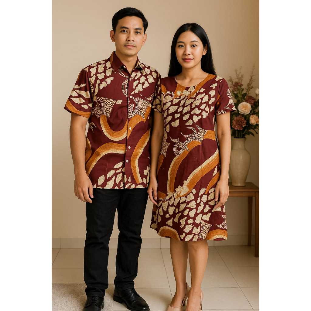 Baju Couple Dress dan Kemeja Bahan Katun Stretch_Dress Katun Wanita Kemeja Katun Pria