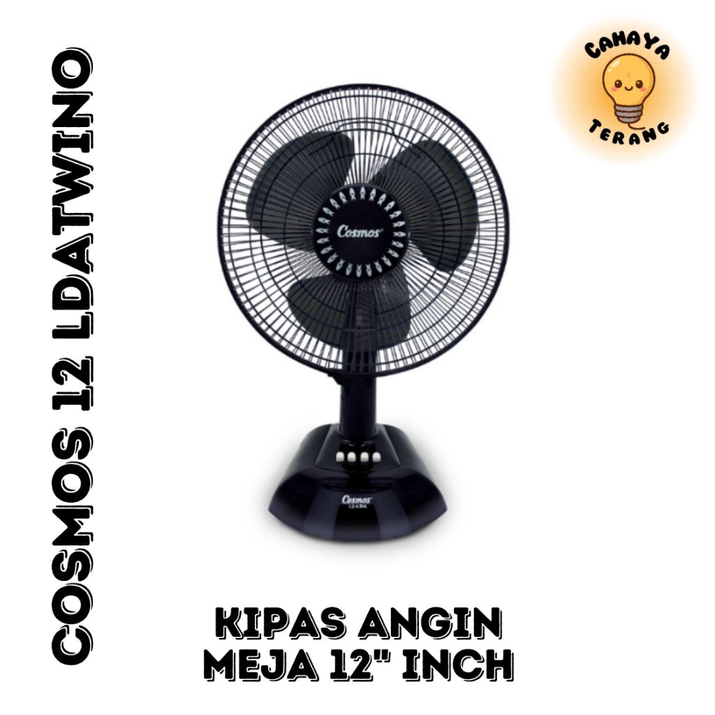 Kipas Angin Cosmos 12LDATWINO - Kipas Angin Meja Dinding 12" Inch Kaki Kotak Hitam - Desk Wall Fan 3