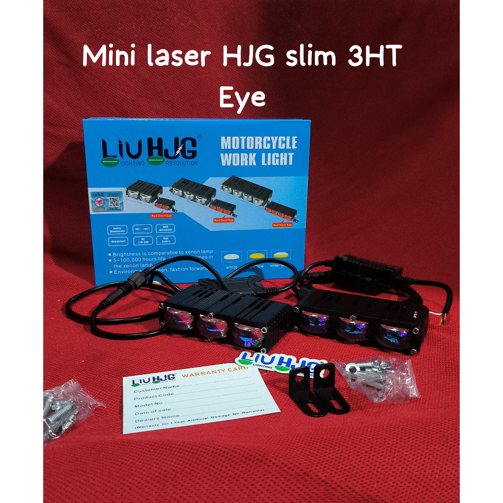 Mini laser HJG slim 3HT + devil Eye merah / mini laser HJG lampu tembak motor mobil 90watt