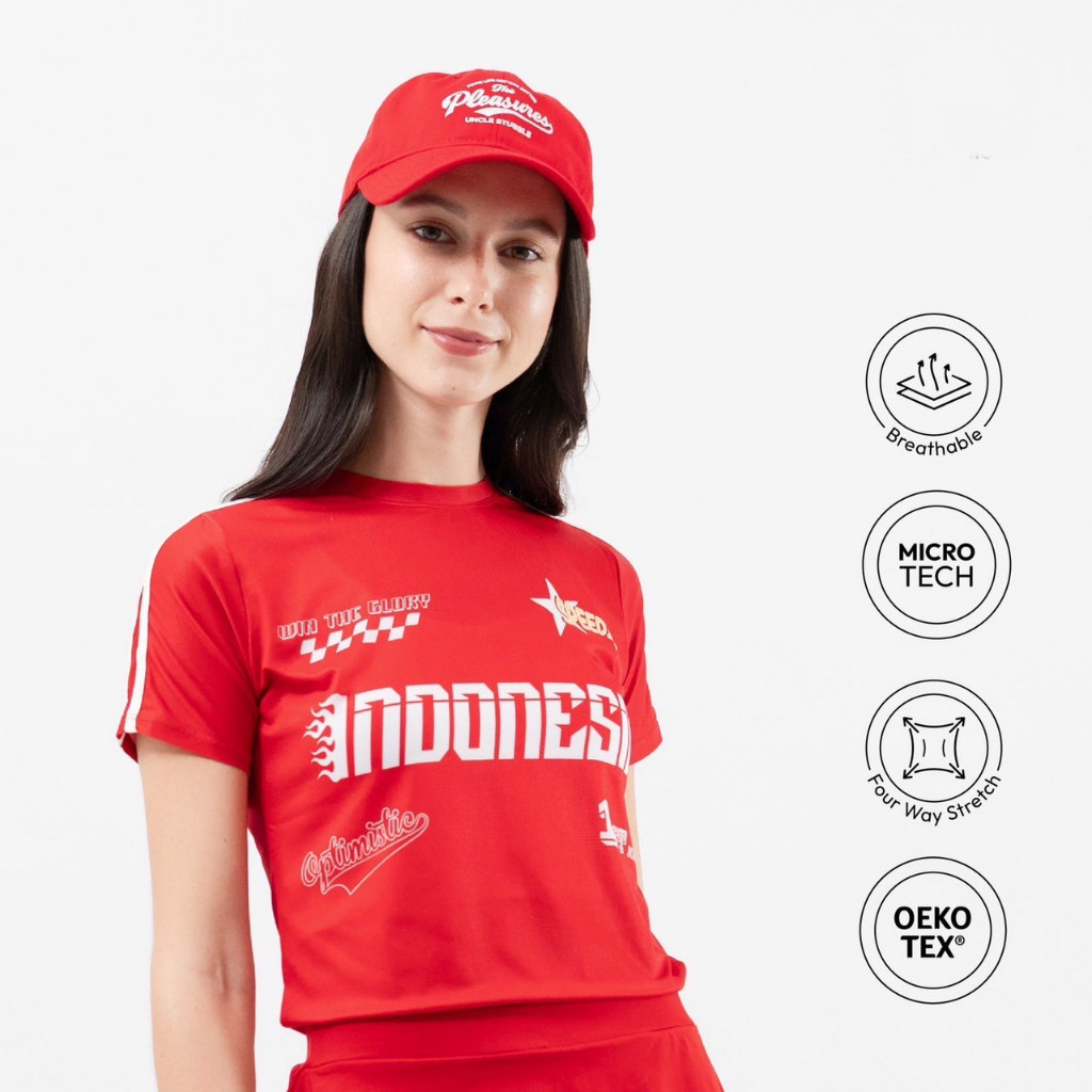 KAOS MERAH PUTIH INDONESIA EDISI AGUSTUSAN TSHIRT WANITA ATASAN OLAHRAGA TENIS PADEL SENAM AEROBIC F
