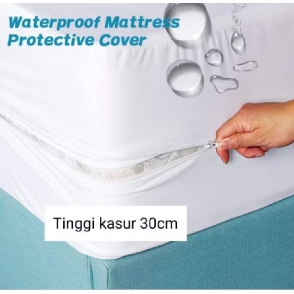 SPREI UK 80X200 s/d UK 200x200 TINGGI 30cm WATERPROOF RESLETING/SARUNG KASUR ANTI AIR/ANTI OMPOL/COV