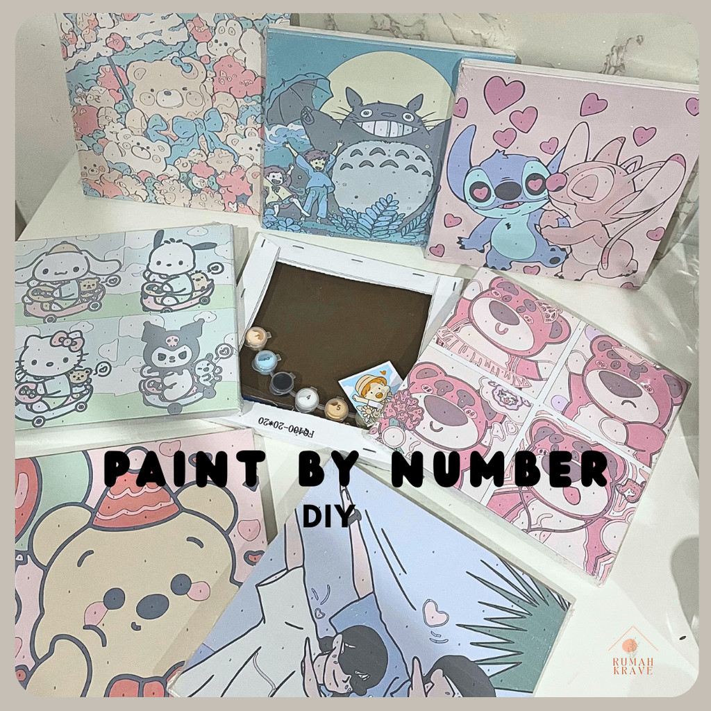 

RUMAH KRAVE - Paint by Number DIY Lukis Cat Minyak Mandiri Gambar Kartun