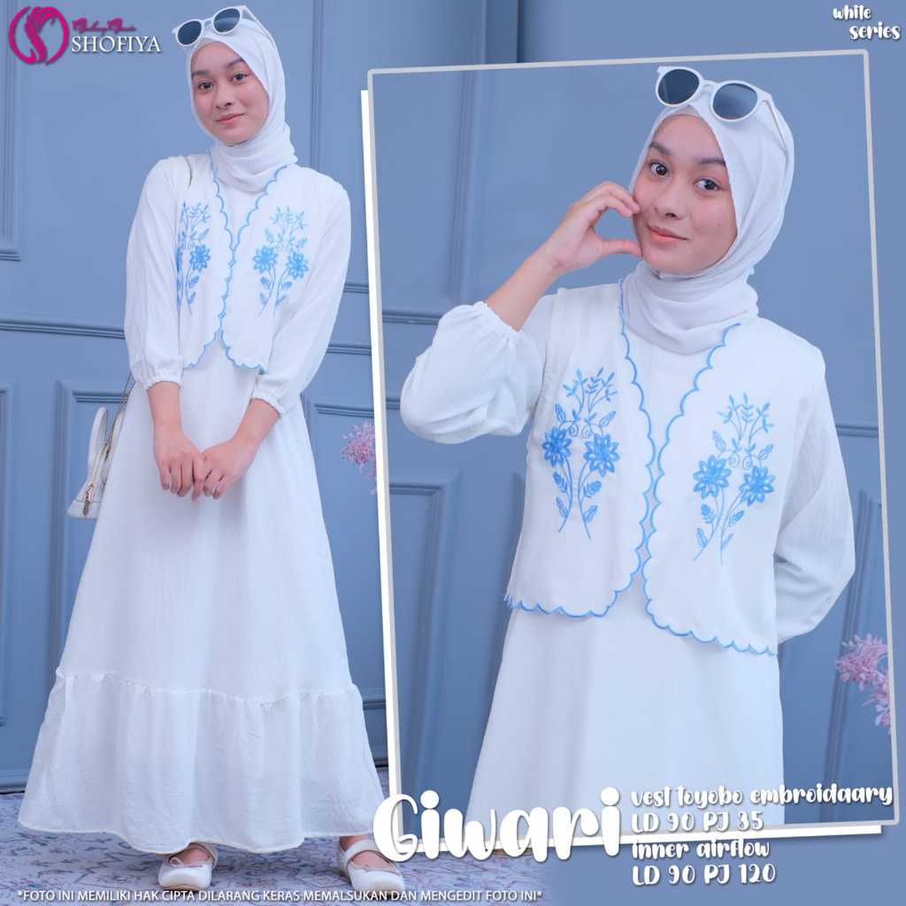 setelan gamis outer anak perempuan 9-12 tahun giwari set dress ori shofiya kids