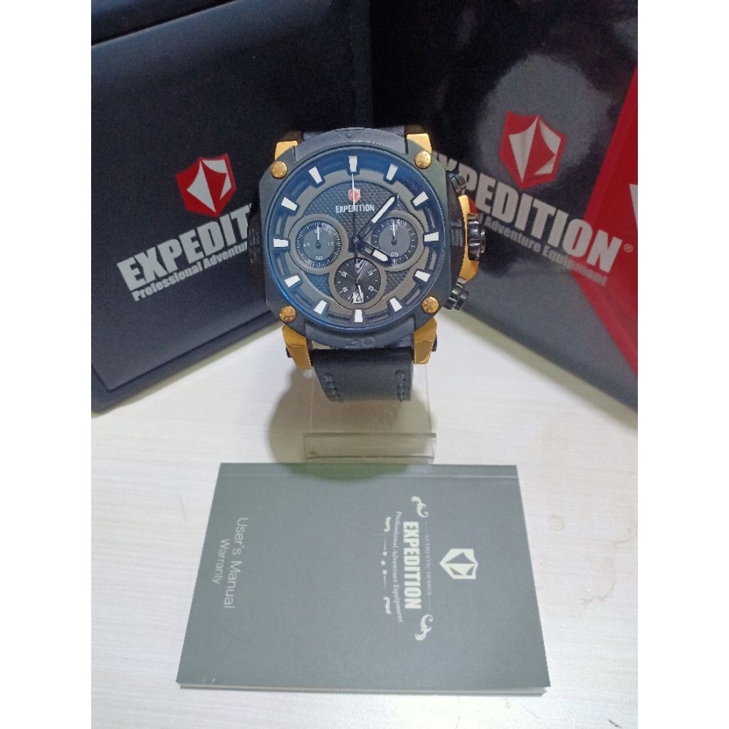 JAM TANGAN PRIA EXPEDITION E 6606M 100% ORIGINAL BERGARANSI RESMI 1 TAHUN TALI KULIT WATER RESISTANT