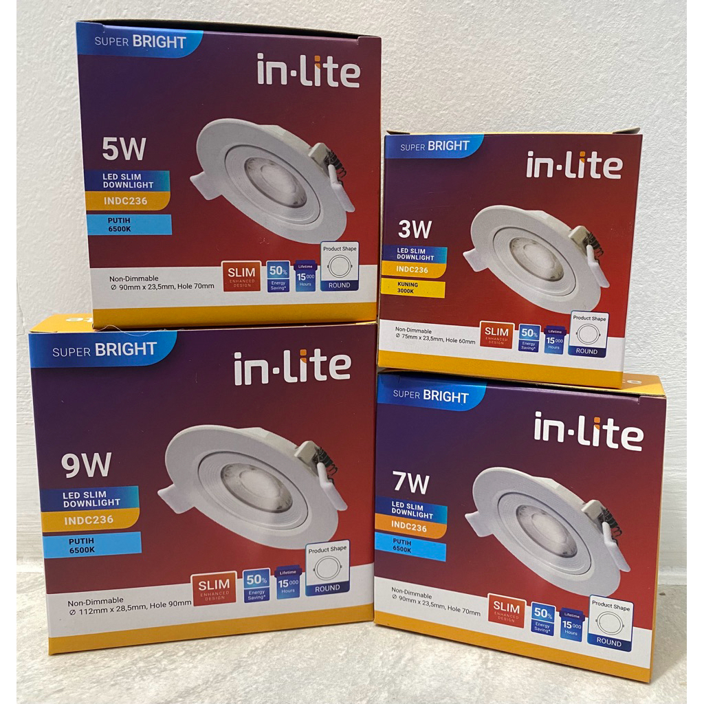 In-Lite Led Slim Downlight INDC236 In-Lite Spotlight, Lampu Plafon