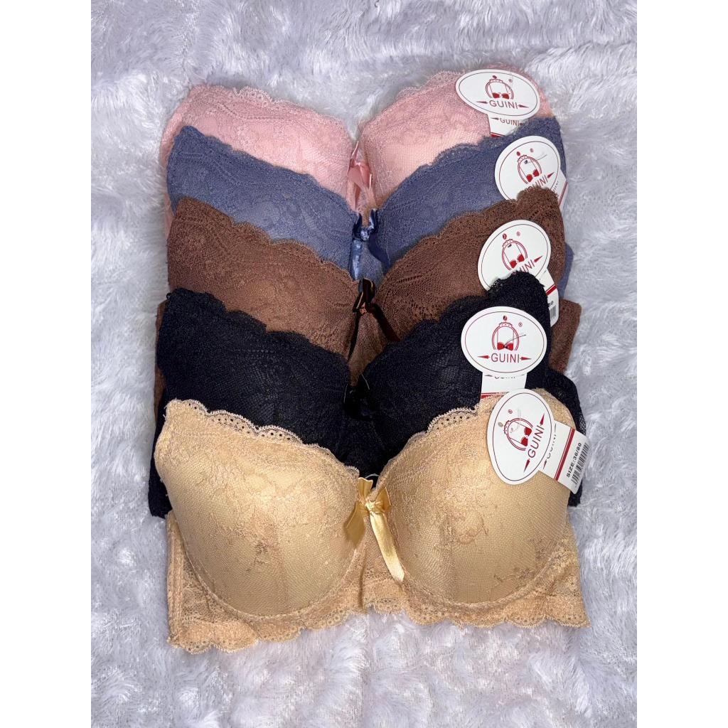 Bundling Promo 3Pcs Premium Push Up Bra Cup B Renda Busa Tipis - BH Cantik Lembut Kawat Renda Guini 