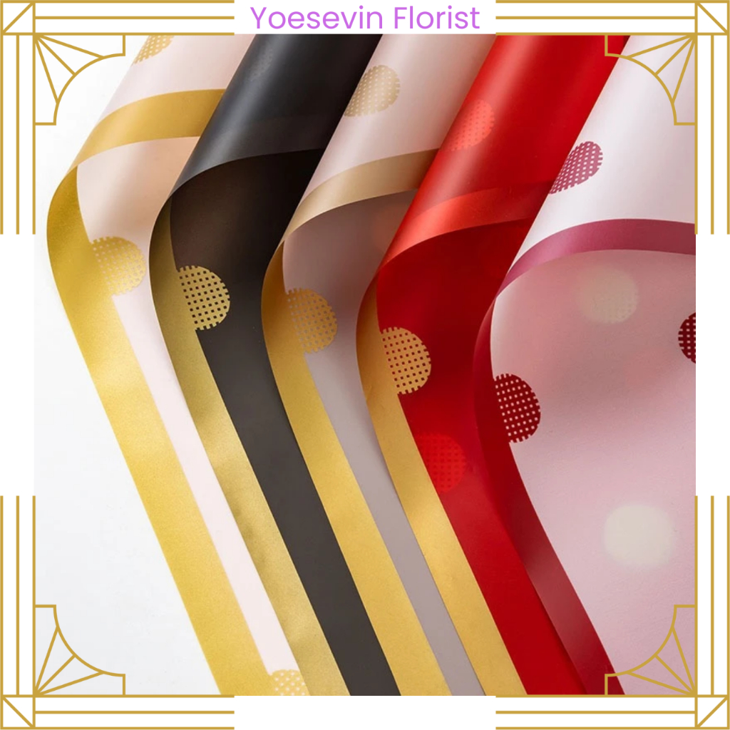 

KB6030 Kertas Bunga Cellophane Motif Polkadot Warna Kombinasi Gold Line