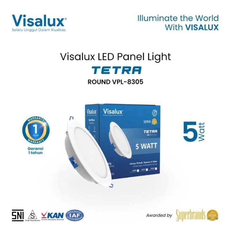 Lampu Plafon LED Panel Visalux Tetra 5W 7W 9W Round Downlight
