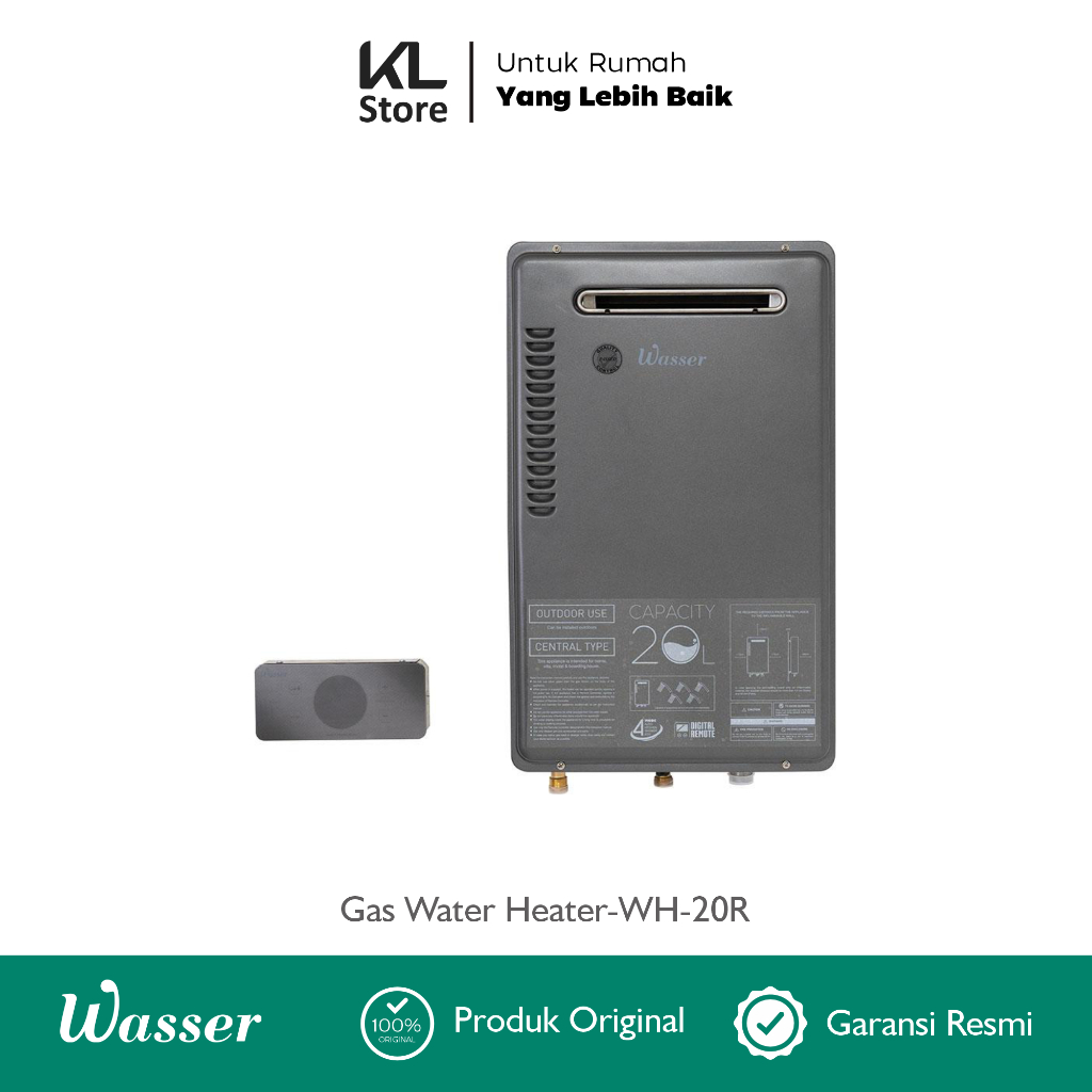 WASSER GAS WATER HEATER WH-20R (Kapasitas 20L) / Pemanas Air Gas Kamar Mandi