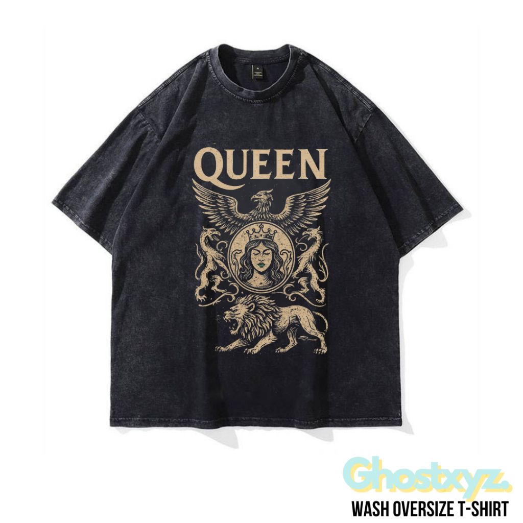 Ghostxyz T-Shirt Queen Wash Oversize Vintage Tee Baju Kaos