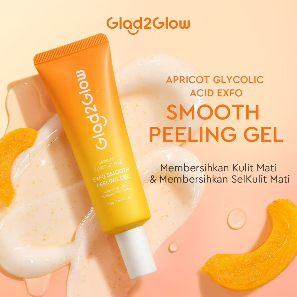 Promo Glad2Glow peeling gel Apricot Glycolic Acid Exfo Smooth Eksfoliasi peeling produk yang mampu mengangkat sel kulit mati  Komedo Kotoran Scrub Wajah Extract g2glow official store
