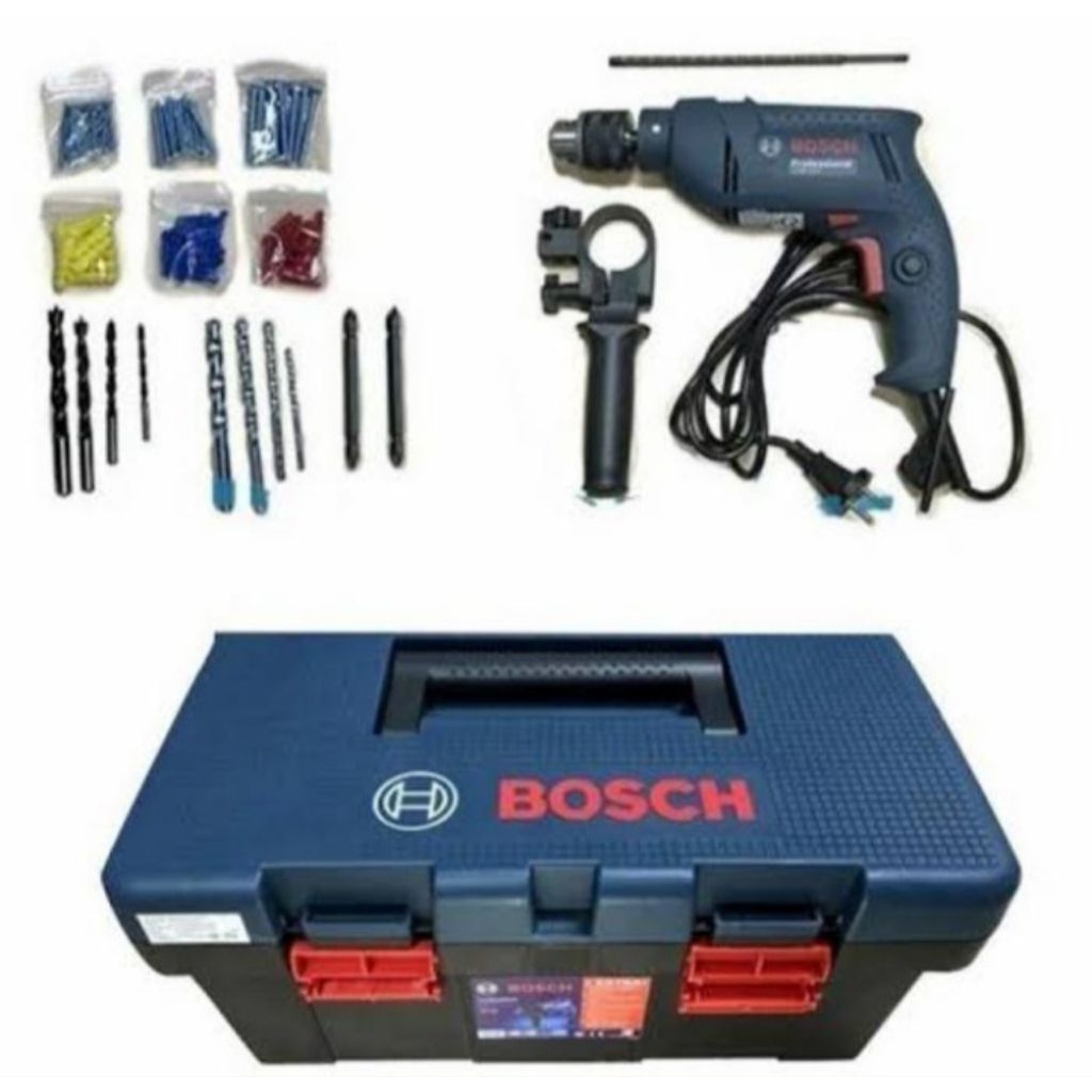 BOSCH GSB550 Freedom kit Impack drill Mesin Bor Tembok 13mm set kit box