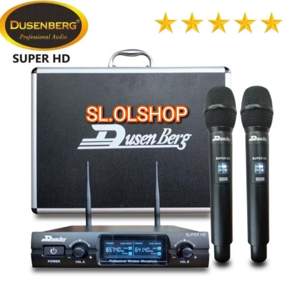 Microphone Wireless 2 Mik Handheld/Dusenberg  Super HD Mic Vocal Karaoke Original