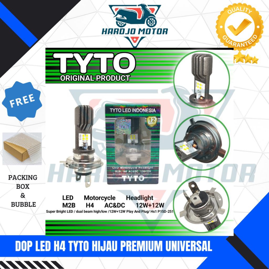 TYTO LED H4 HIJAU PREMIUM UNIVERSAL