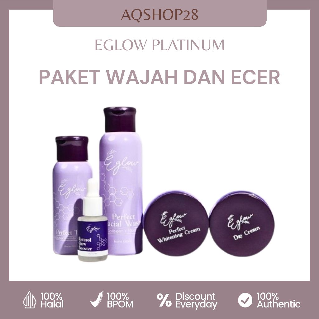 EGLOW PLATINUM SKINCARE FORMULA BARU ISI 5  BPOM WHITENING GLOW / ACNE ULTIMATE ORIGINAL