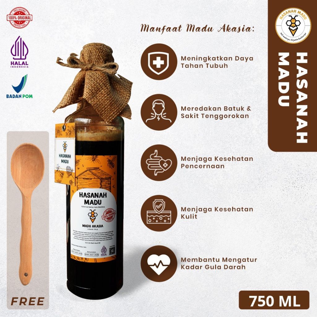 

Madu Akasia by Hasanah Madu Halal BPOM 750ML