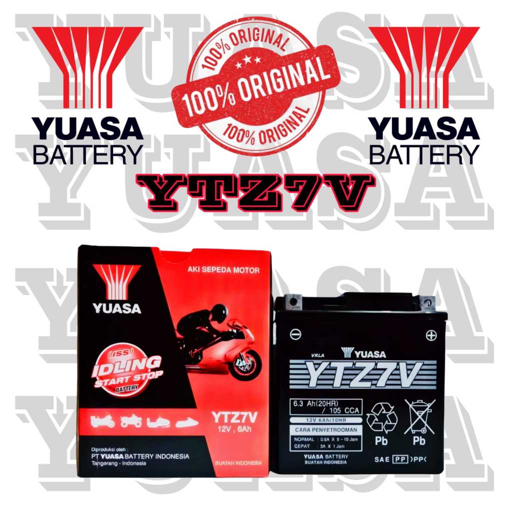 AKI KERING ORI ASLI YUASA YTZ7V AKI MOTOR N MAX 12V 6 Ah Aerox 155 / Aki Aerox 155 Original