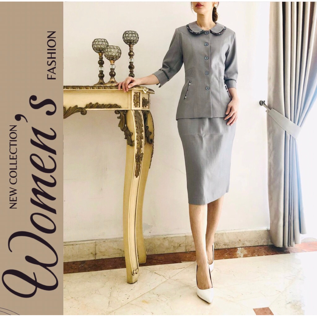 Setelan blazer wanita. Blazer wanita modern. Set blazer wanita kantor. Blazer Gruciani.