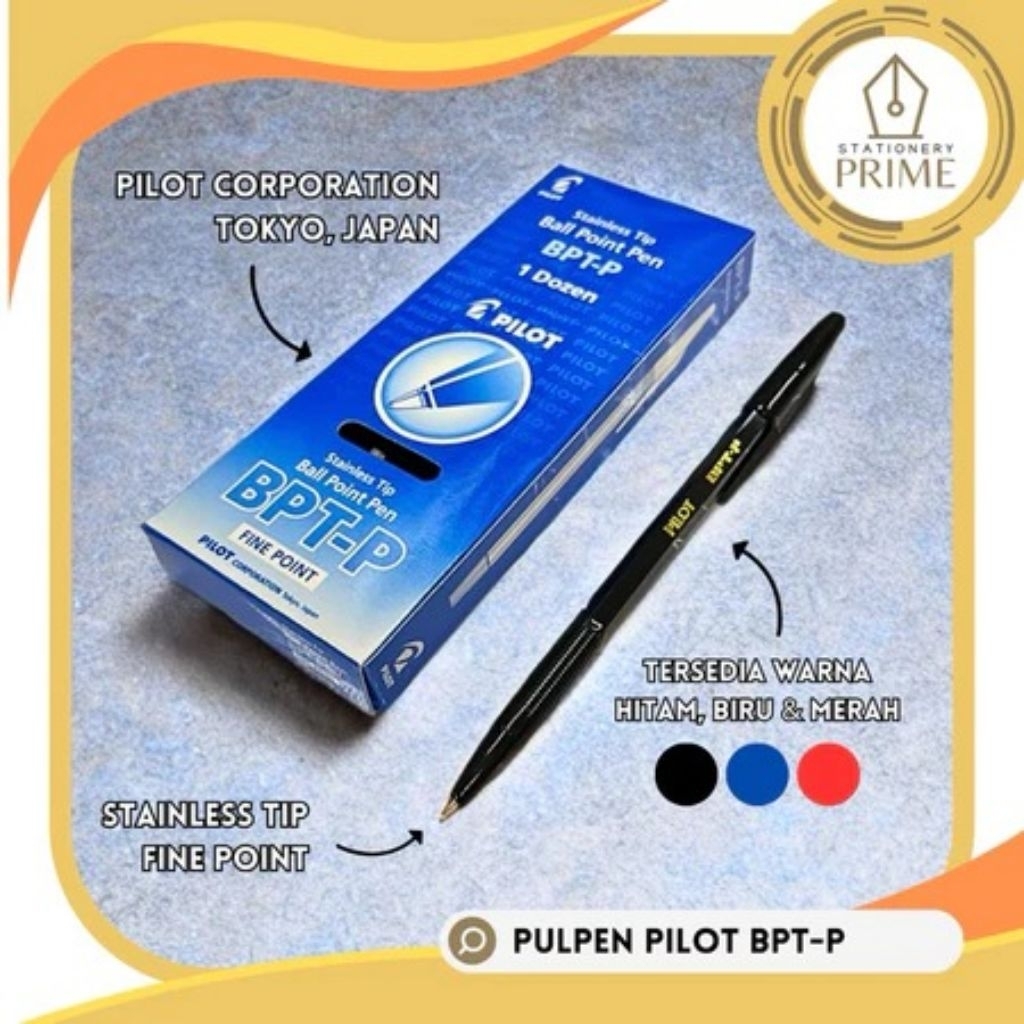 

Ball Point Pen Pulpen PILOT BPT-P FINE POINT Hitam Merah Biru PASTEL (Isi 12 Pcs) by PILOT Corporation Japan