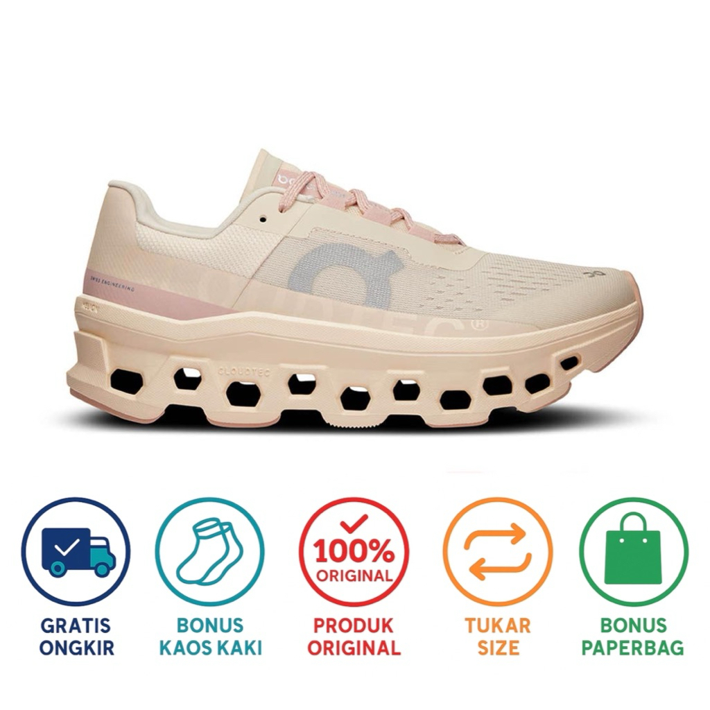 Sepatu Running On Cloud Monster Moon Fawn Women's Shoes Original